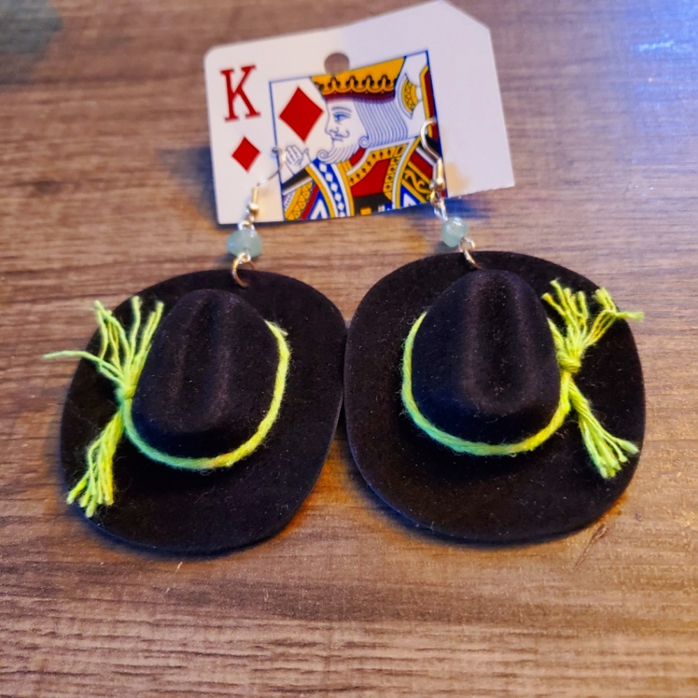 Mini cowboy hat earrings western dangle earrings
